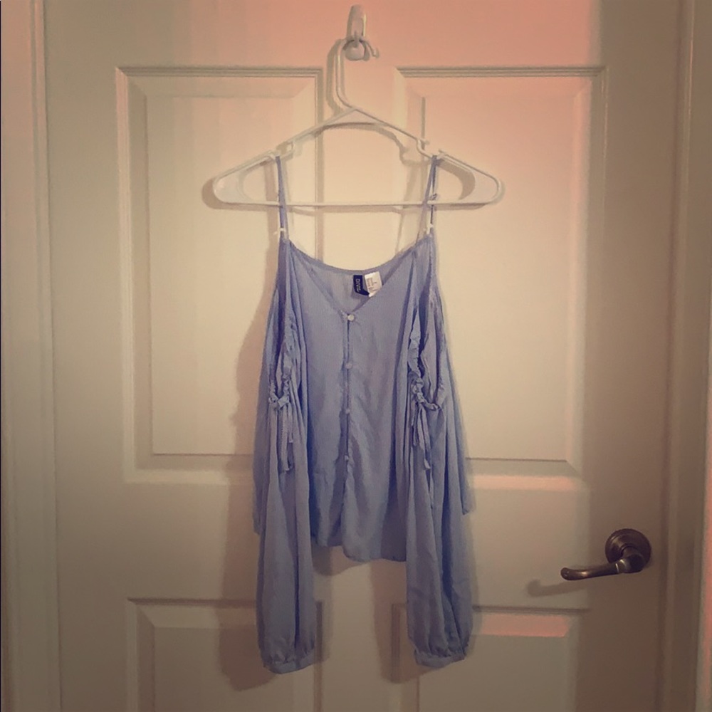 Blue peasant-style top